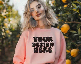 Roze Sweatshirt Mockup, Gildan 1800, Comfort kleuren mockup, shirt Mockup, Trendy shirt mockup, POD mockup, sweatshirt Mockup, Lente Mockup