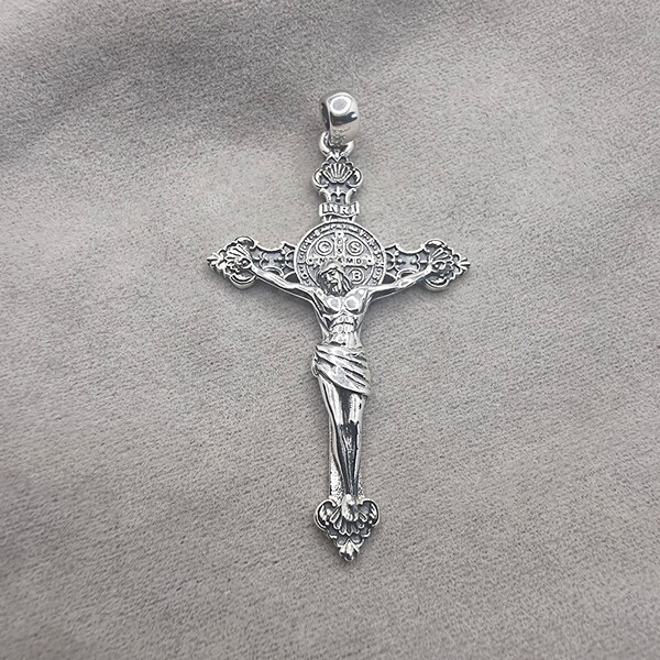 Pendentif croix saint benoît en argent sterling 925 Protection divine symbole de la foi défense spirituelle Crucifix amulette religieuse