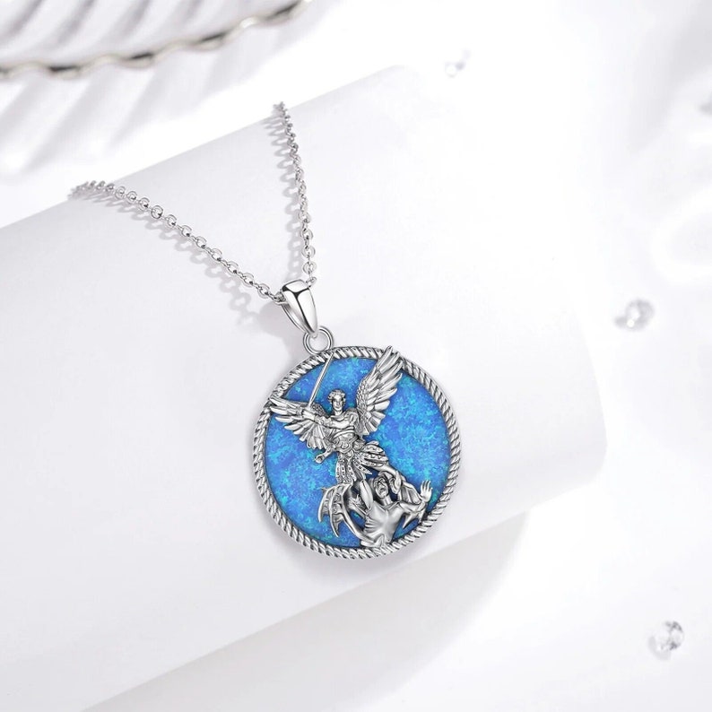 Saint Michael Sterling Silver Round Medal Pendant, 1 1/4 Inch