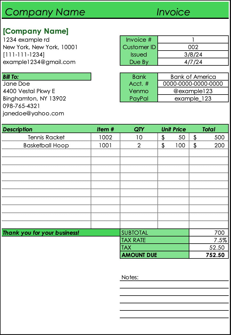 Excel invoice generator template automated ideal for small