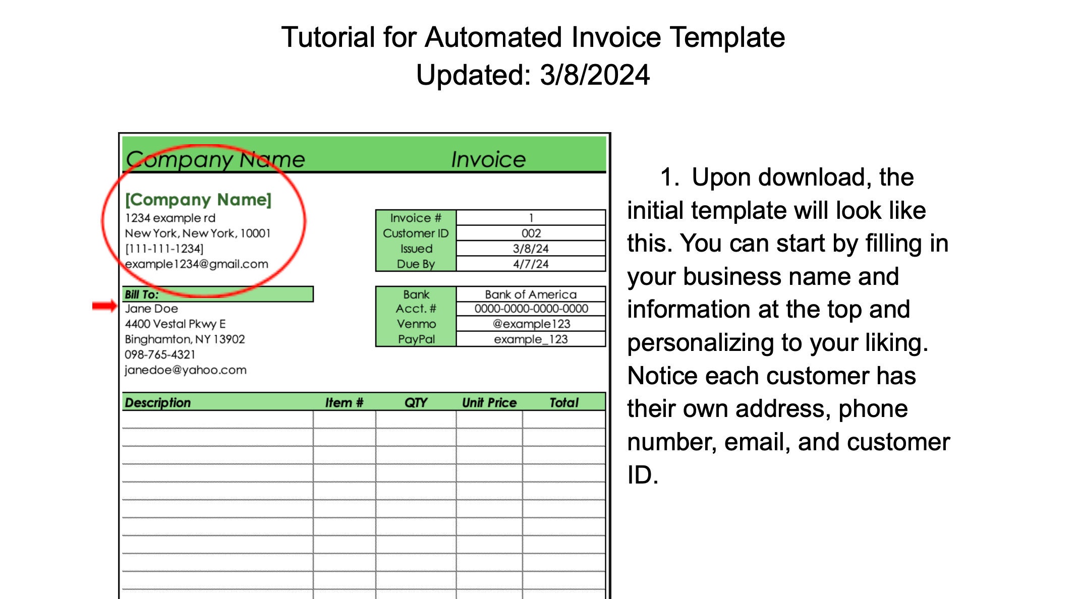 Excel invoice generator template automated ideal for small