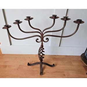 Large, vintage heavy wrought iron candelabra