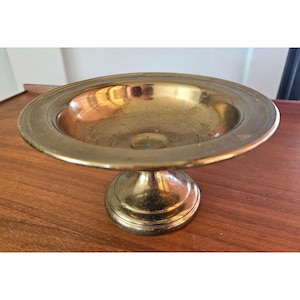 Vintage brass pedestal dish bowl