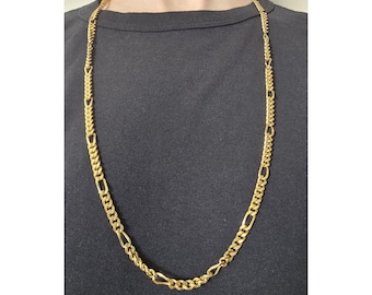 Vintage Monet gold plated long figaro chain necklace