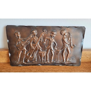 Vintage copper wall decor musicians E. Papini