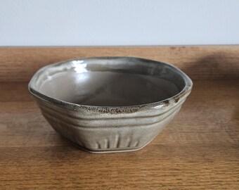 Handmade glazed ceramic octagon round deep bowl