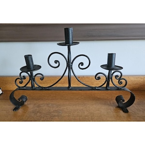 Vintage black iron candelabra