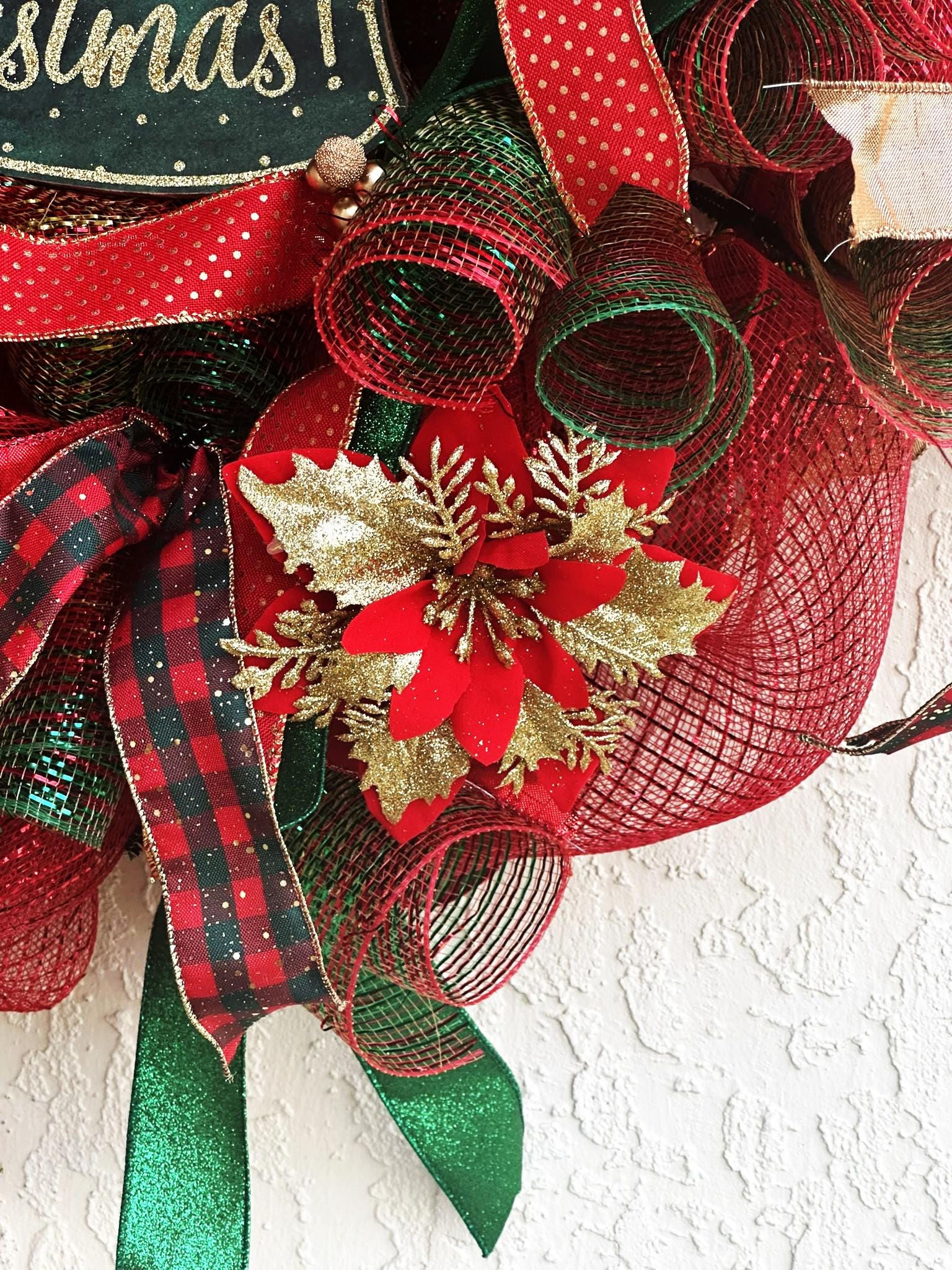 Christmas Wreaths, Merry Christmas Sign, Holiday Wreath, Red, Green
