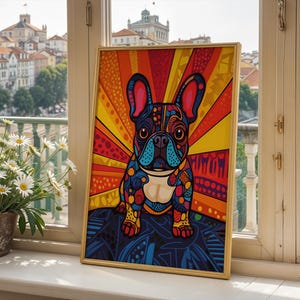 Colorful French Bulldog Wall Art Print - Abstract Dog Portrait Poster - Vibrant Home Decor for Pet Lovers - Matte Finish Modern Artwork