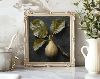 Stampa di natura morta di fichi verdi – Arte murale della cucina mediterranea, pittura di frutta vintage, arte culinaria rustica, arredamento della fattoria