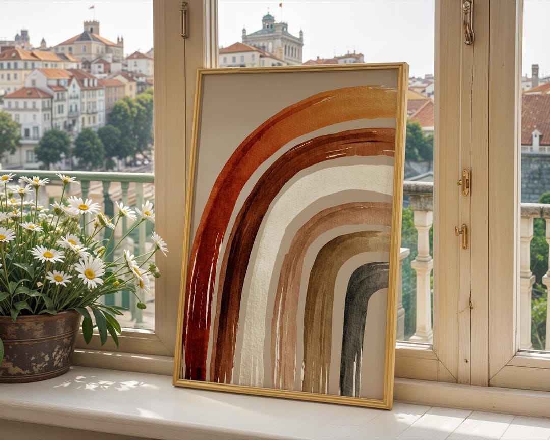 Wall Art – Boho Rainbow Wall Art Print, Watercolor Arch in Earth Tones ...