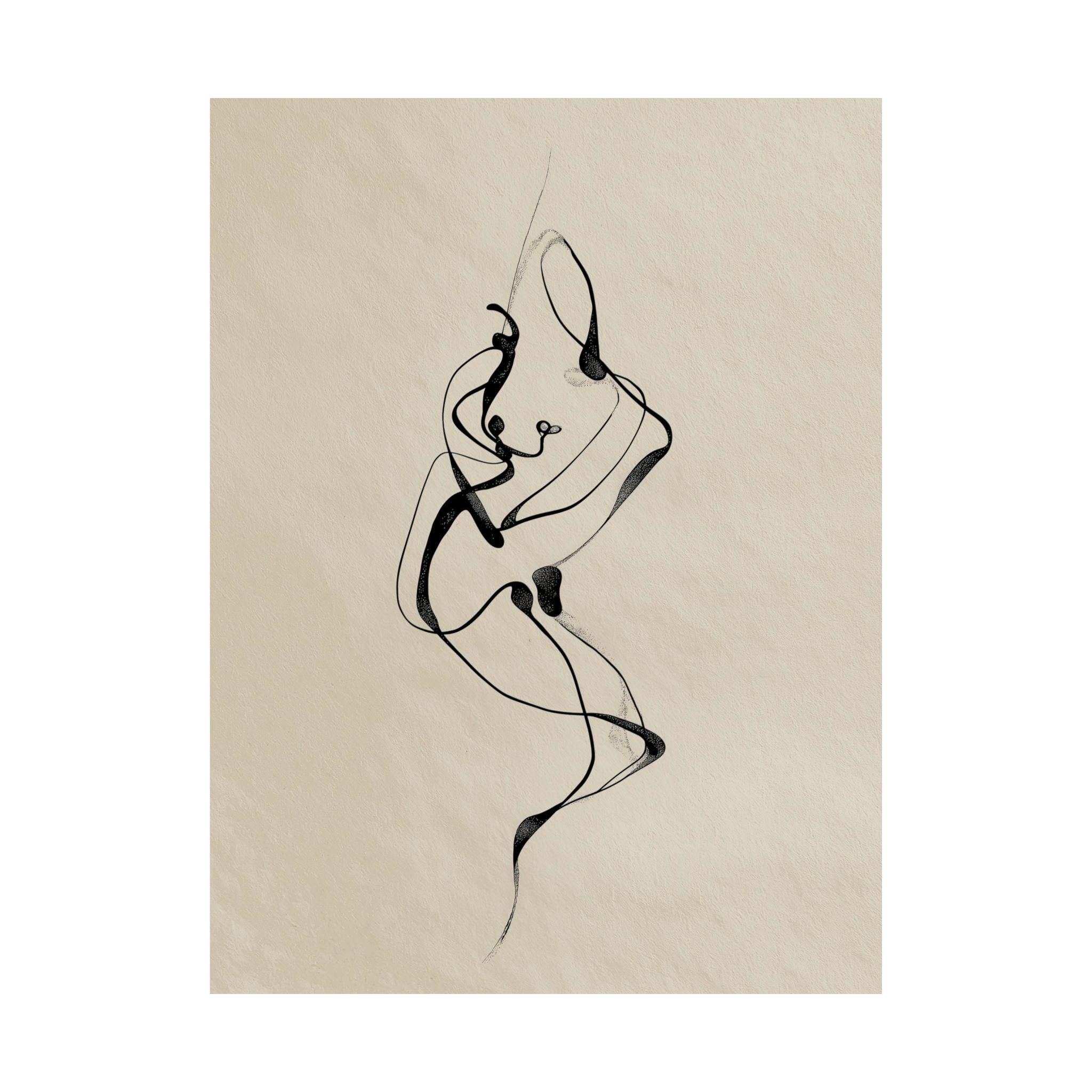 Minimalist Female Form Line Art Print, Abstract Nude Figure Drawing ...