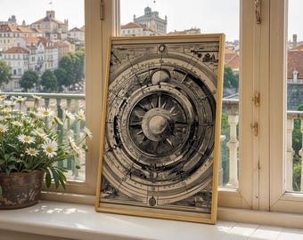 Wall Art – Victorian Moon Phase Chart Print, Gothic Celestial Wall Art, Antique Astronomy Illustration, Occult Lunar Poster