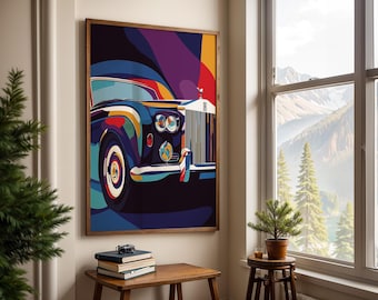 Pósteres verticales mate de Rolls-Royce, ilustraciones de coches clásicos, regalo para amantes de los coches de lujo, impresión colorida para decoración de pared, póster de automóviles clásicos