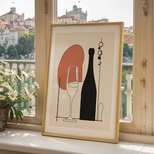 Champagnetryck, bubblande poster, abstrakt väggkonst, modern champagnekonst, dekor i jordnära toner, sofistikerat konstverk, minimalistisk champagne