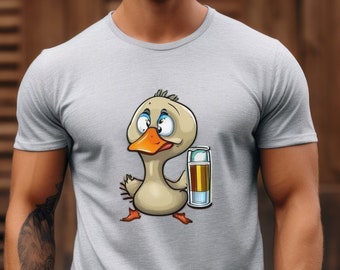 Funny Duck T-Shirts, Duck With Beer Tees, Beer T-Shirts, Animal Lover T-Shirts, Cute Duck T-Shirt, Duck Design, Wildlife Tees, Nature Tees
