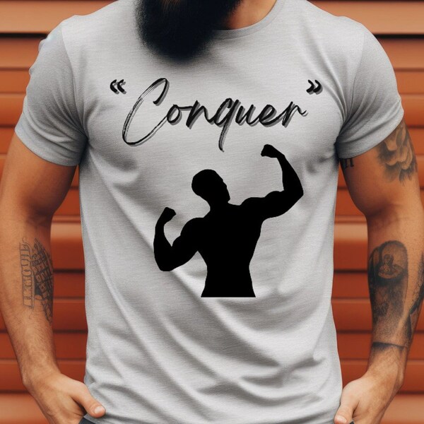 Gym Tees, Bodybuilder Tees, Fitness Tees, Conquer the world tees, Motivation Tees, Good Physique Tees, Graphic Tees, Bicep Tees.