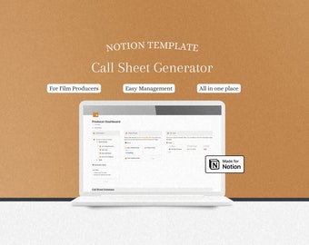 Call Sheet Notion Template: Film Pre-Production (Digital Download)