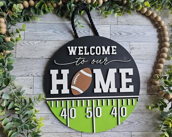 Football Front Door Décor, Football Sign, Sports Sign, Football, Team Door Hanger, Rustic Fall Door Hanger, Porch Sign 12 inch, Custom Signs
