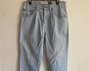 Levi Strauss vintage jeans, loose pleated, light wash vintage denim