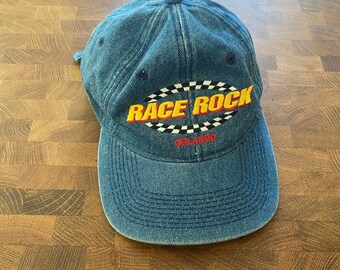 Vintage 90’s embroidered denim Race Rock Orlando hat