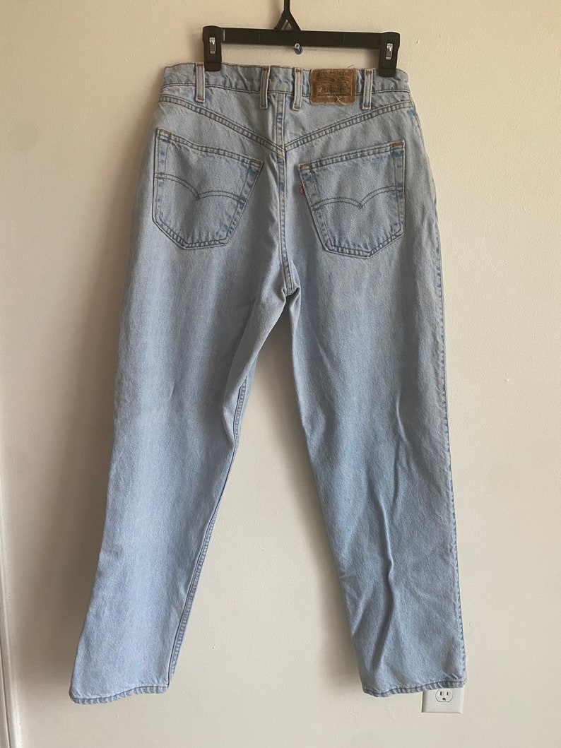 Levi Strauss vintage jeans, loose pleated, light wash vintage denim image 2