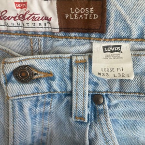Levi Strauss vintage jeans, loose pleated, light wash vintage denim image 3