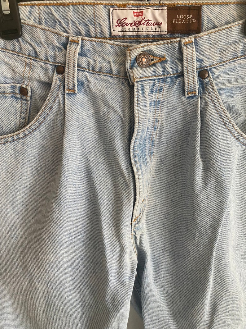 Levi Strauss vintage jeans, loose pleated, light wash vintage denim image 5