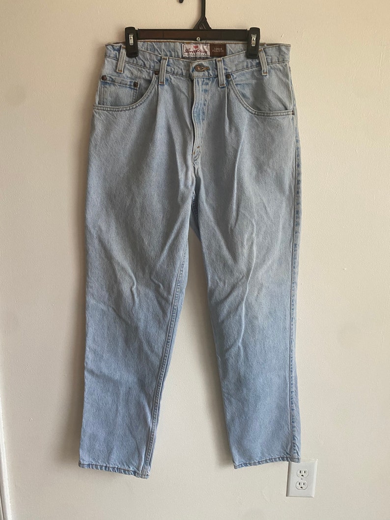 Levi Strauss vintage jeans, loose pleated, light wash vintage denim image 1