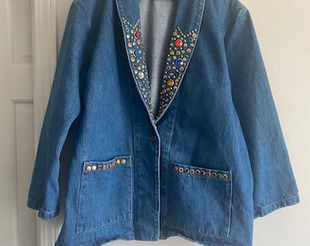 VINTAGE, Prestige New York rhinestone denim jacket