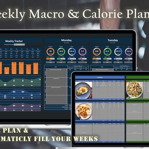 Weekly Macro & Calories Planner + Meal Planner - Weight Loss and Fitness Tracker - Google Sheets Template - Spreadsheet - Instant Download