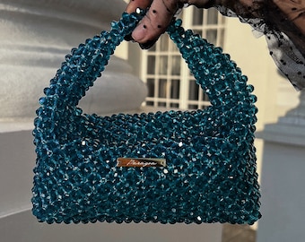 Crystal bag 100% Handmade bag from Crystal beads , Evening bag Clutch Purse Party Wedding Bridal