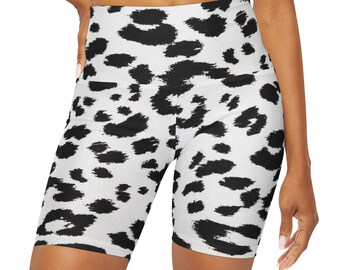 Weiße Leoparden-Yoga-Shorts mit hoher Taille