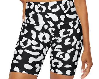 Schwarzer Leopard, Yoga Shorts mit hoher Taille