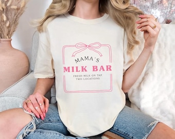Mama's Milk Bar Comfort Colors T-shirt: Breastfeeding Mom Graphic Tee Crewneck
