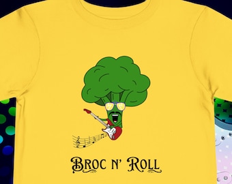 Rock N Roll Kid Shirt, Funny Toddler Youth Graphic Broccoli Tee, Broc N Roll, Unisex Toddler Youth T-Shirt