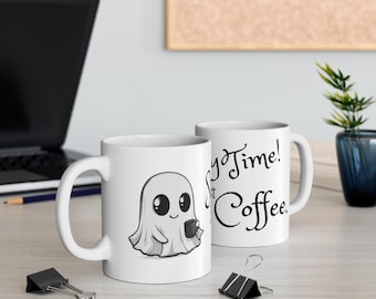 Taza de fantasma linda, taza de Halloween, taza espeluznante, taza espeluznante, regalo para ella, regalo para él, taza para amantes del café