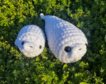 Cute Amigurumi Handmade Crochet Baby Seal & Momma Seal