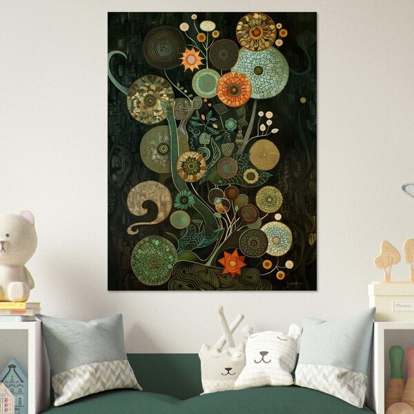 Mystical Garden Wall Art - Intricate Floral and Abstract Design