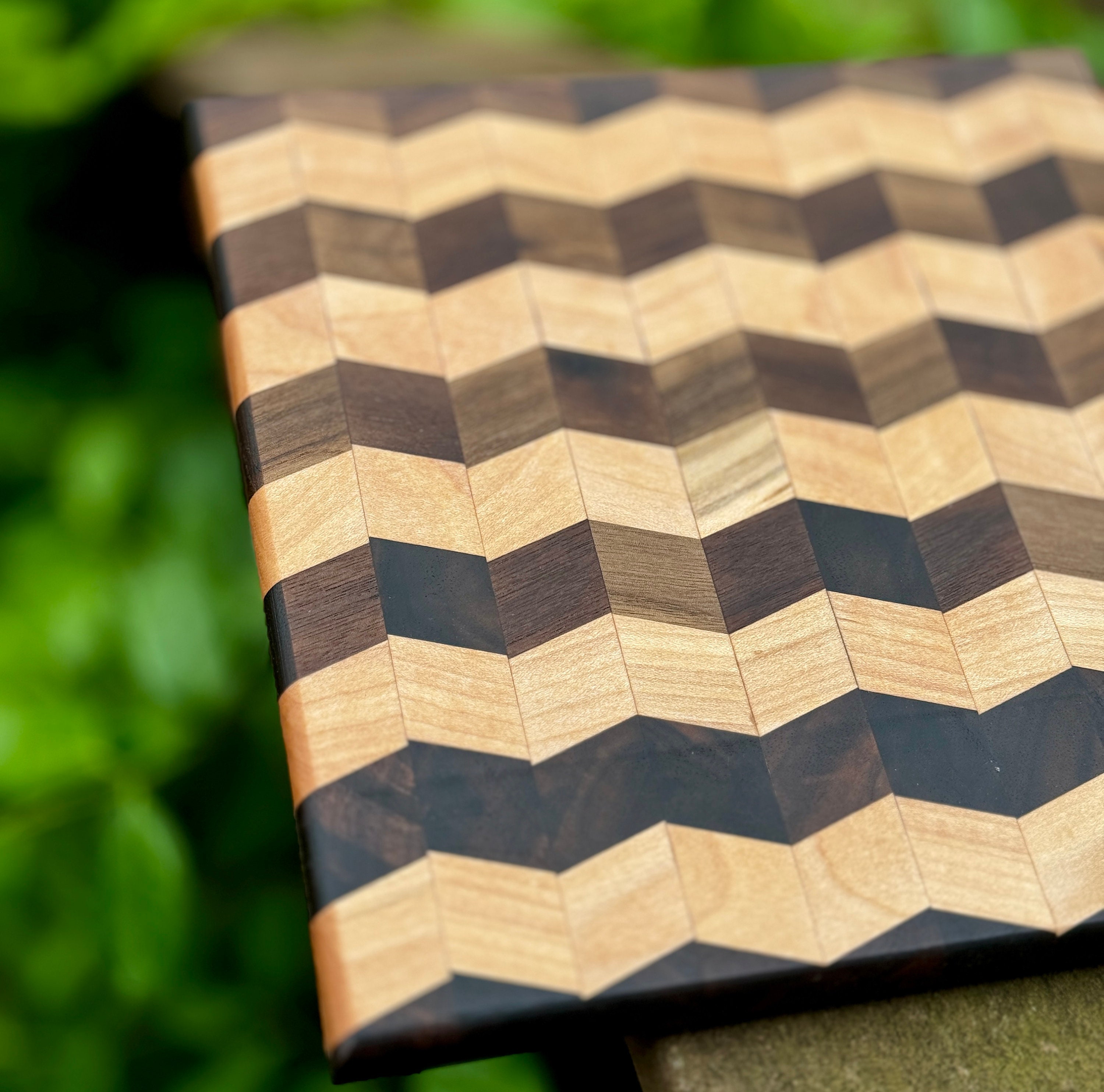 Premium Wood Cutting Board with Blue Green Resin Wave Pattern