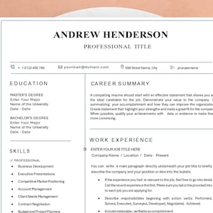 Professional Resume Template for MS Word, Mac Pages, Google Docs | Resume with Border line, Modern Resume/CV Template, Instant Download