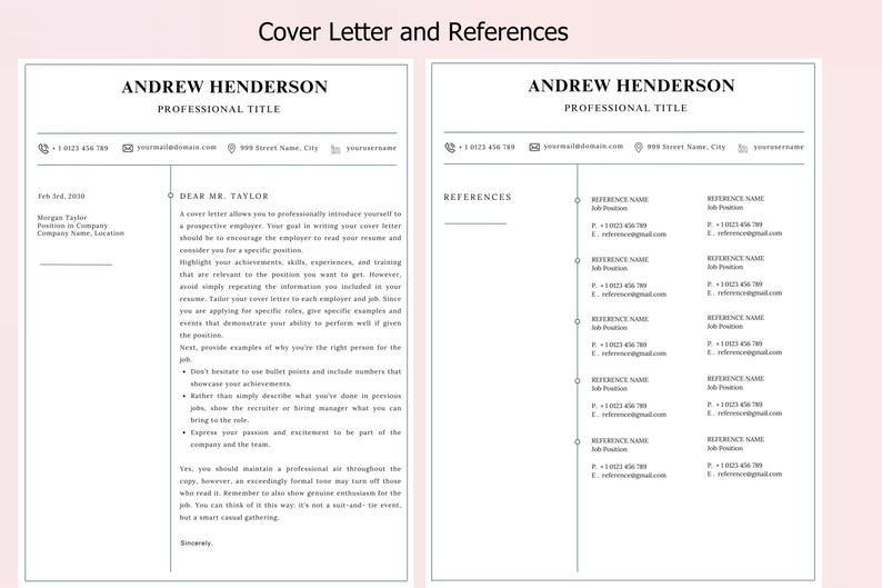Professional Resume Template for MS Word, Mac Pages, Google Docs Resume