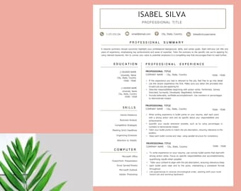 Plantillas de CV para Google Docs, Word, Apple Pages / Diseños de CV profesionales / CV moderno, Curriculum Vitae / Plantilla Canva