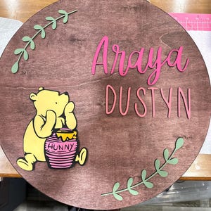 Winnie the Pooh Schild, Kinderzimmer Wandbild, personalisiertes Geschenk, Kinderzimmer Dekor, 3D Schild, Geschenk für Junge, Kinderzimmer Dekor