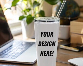 Tumbler Mockup 20 oz Tumbler Mockup of Tumbler on Desk Mockup White Tumbler Digital Image Tumbler Print on Demand Mockup of White Tumbler
