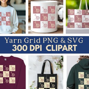 Trendy Craft Grid Graphic PNG SVG Yarn Ball Tic Tac Toe Digital Download Dusty Rose Cream Knitting Checker Board PNG for Tshirt Sublimation