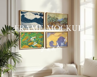 Four Horizontal 2:3 Frame Mockup ,Landscape Frame PSD Template for Art Prints, Digital Download, Photoshop Mockup for Wall Art Display