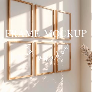 Gallery Wall frame mockup, Set of 6 Vertical Wood Frame Mockups, Minimalist Photoshop Frame Mockups, Scandinavian Frame Mockups