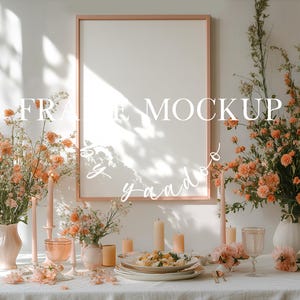 Preppy Print Rahmen Mockup, Din A Funky Poster Mockup, Photoshop Maximilist Rahmen, Shabby Chic Wand Kunst Display für Künstler, PSD Vorlage