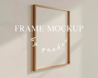 Side View of a Vertical Light Wood Frame Mockup DIN A, Minimalist Photoshop Frame Mockup, Scandinavian Frame Mockup